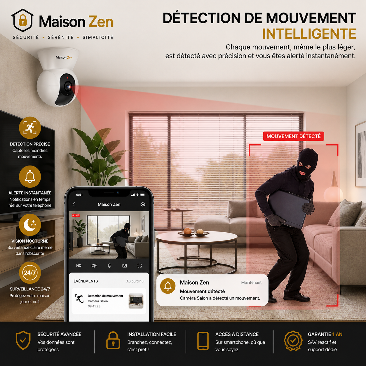 Caméra de surveillance intérieur