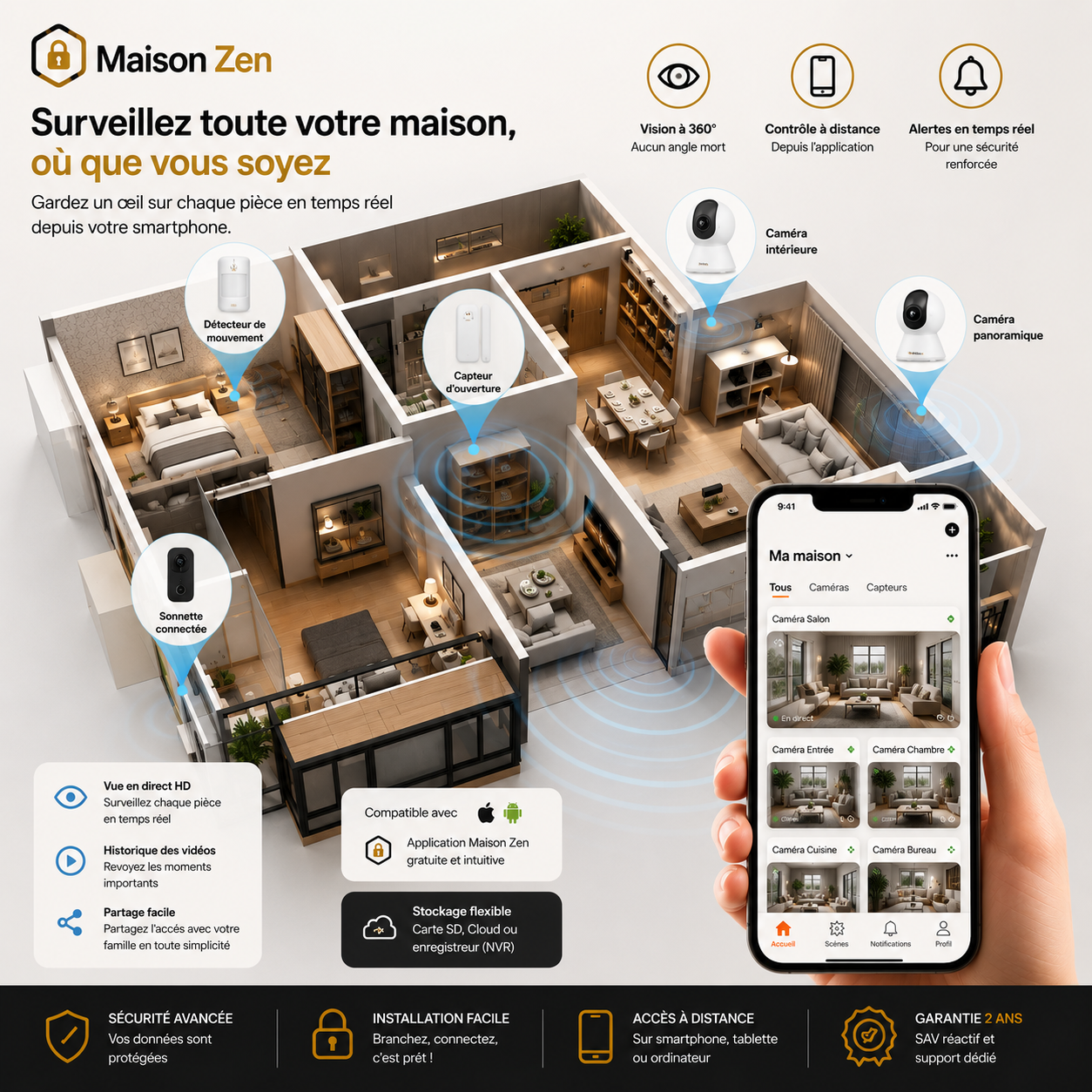Caméra de surveillance intérieur