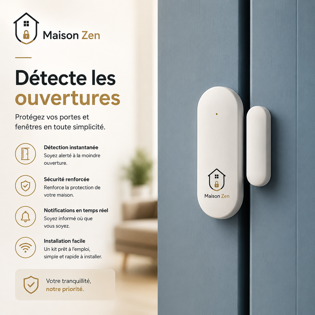 Protégez votre Logement avec Maison Zen, Le kit anti-intrusion sans abonnement.